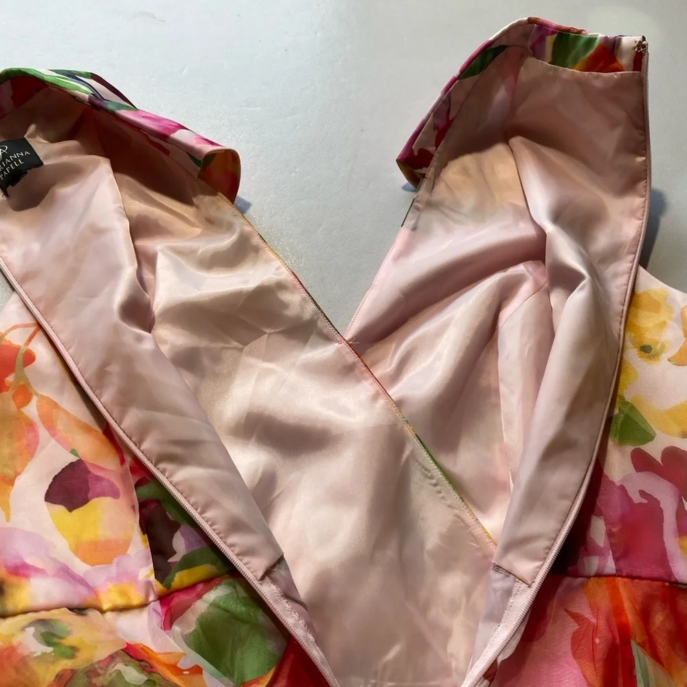 NEW Womens Plus 14W Adrianna Papell Print High-Low Midi Dress Pink Multi $259 - Picture 12 of 12